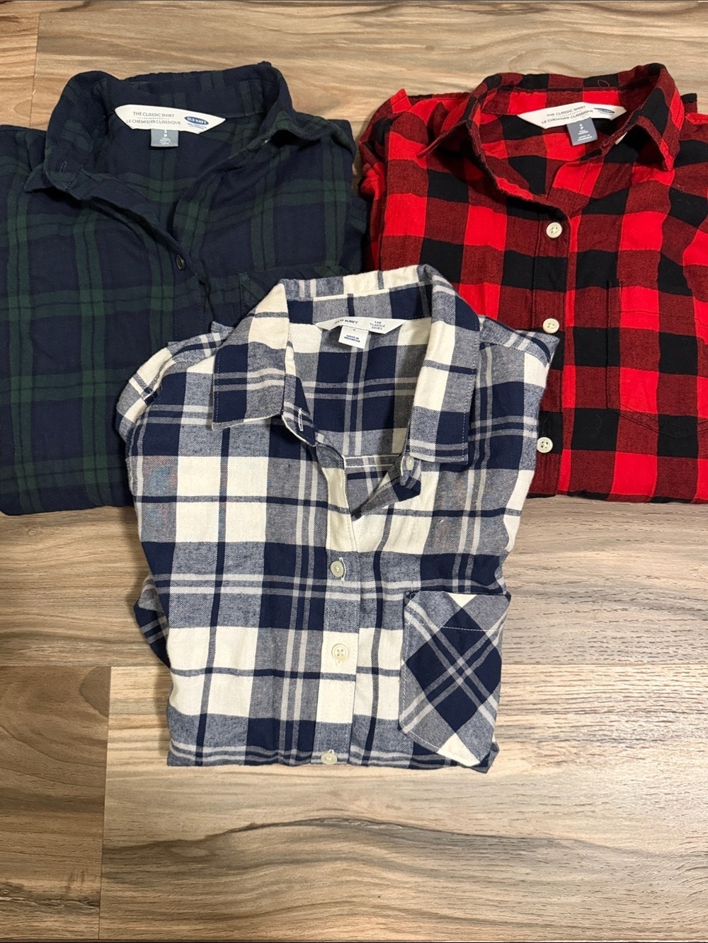 Old Navy The Classic Shirt Bundle (3) Plaid Flannel L/S Button Down Women’s S